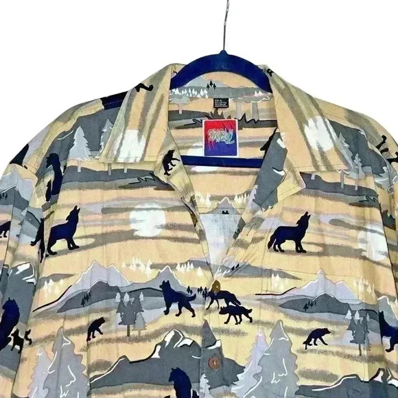 DemCrazy‎ Sz XL Northwestern Button Down Shirt Wolves Outdoors Cabincore - Picture 6 of 12